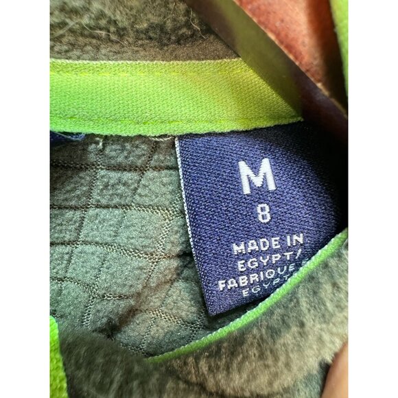 Lands End Boys Grid Fleece Zip Up Jacket Size M (8) Olive Green Beetle School - Picture 4 of 12